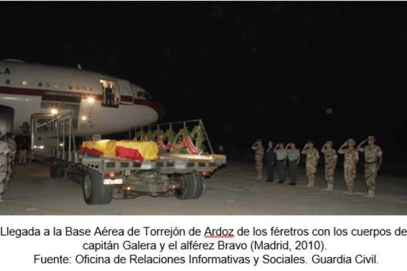 25 de agosto de 2010. Fallecimiento de dos oficiales del Centro de Adiestramientos Especiales (CAE) como consecuencia de atentado terrorista en Afganistán