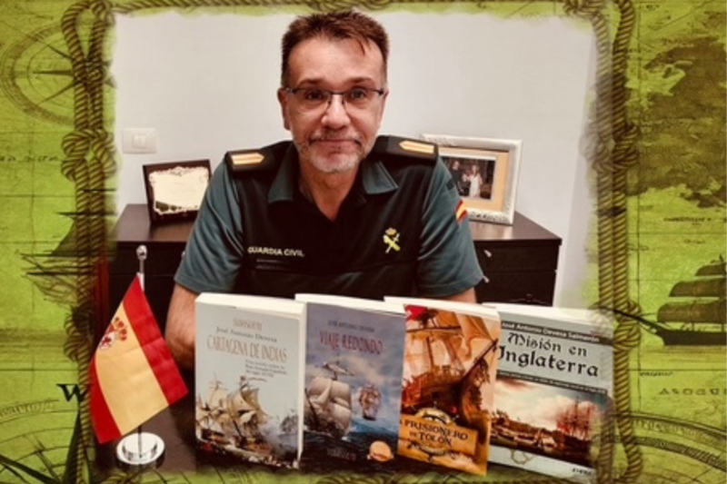 Cartel de la presentación de las cuatro novelas históricas del Brigada de la Guardia Civil D. José Antonio Devesa Salmerón