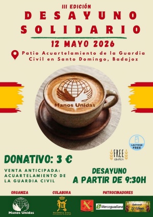 Cartel con información sobre el desayuo solidario