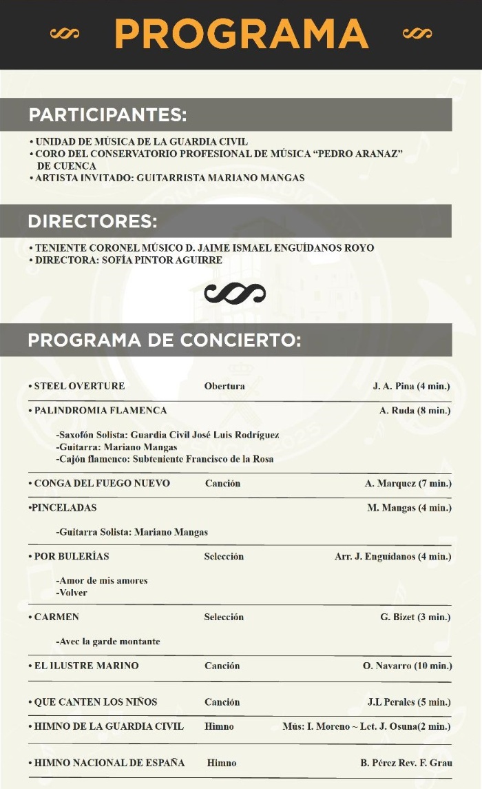 PROGRAMA CONCIERTO PATRONA GUARDIA CIVIL CUENCA 2025