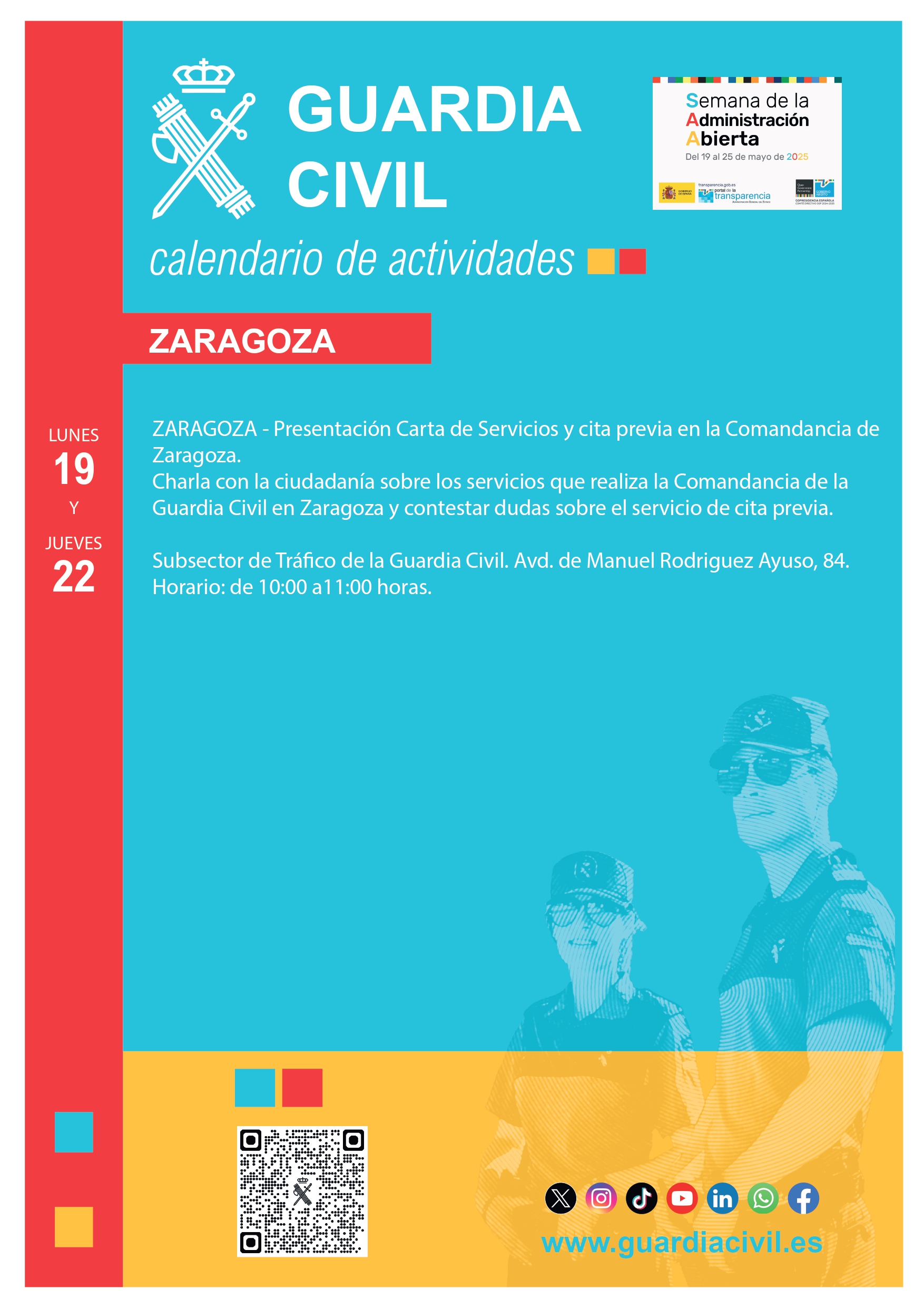 Cartel informativo de la Semana de la Administración Abierta 2025. Zaragoza.