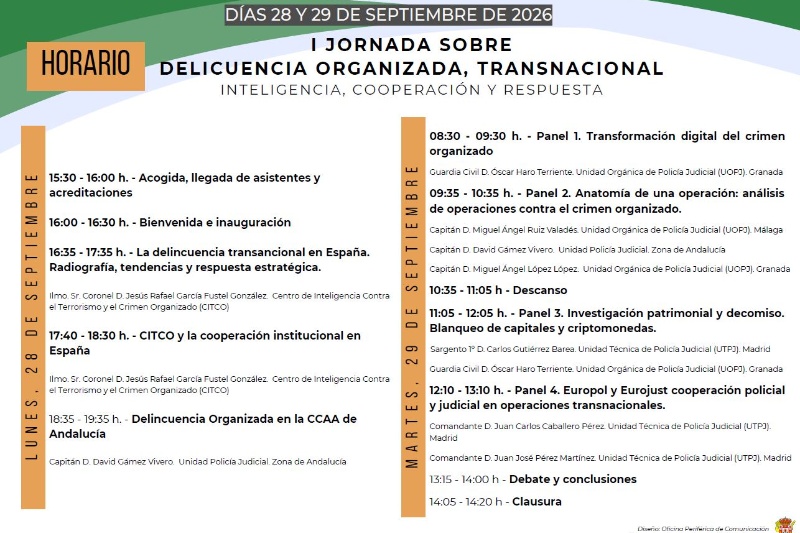 La Guardia Civil de Granada organiza la I Jornada sobre Delincuencia Organizada Transnacional La Guardia Civil de Granada organiza la I Jornada sobre Delincuencia Organizada Transnacional