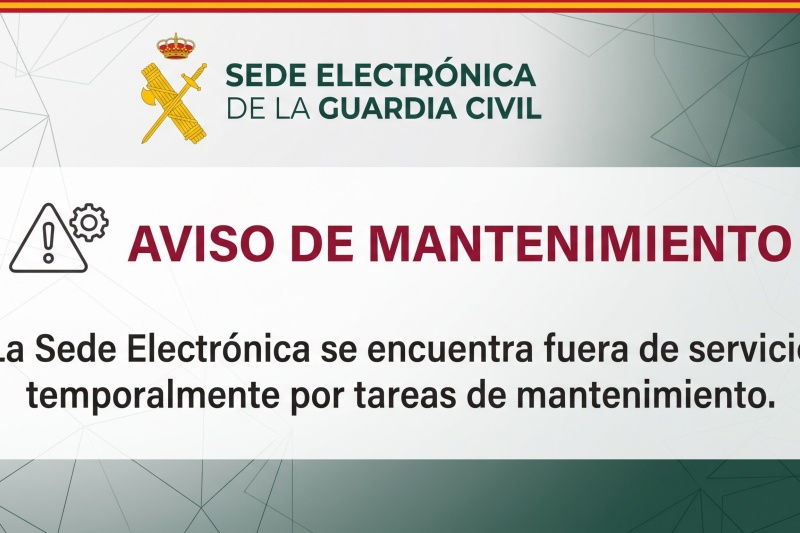Suspendido temporalmente el servicio de la Sede Electrónica de la Guardia Civil Suspendido temporalmente el servicio de la Sede Electrónica de la Guardia Civil