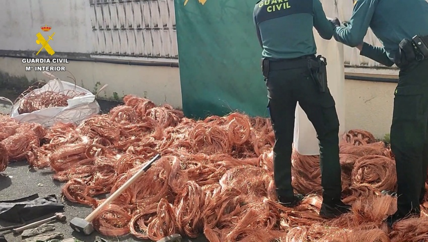 Recuperadas dos toneladas de cobre y 250 kilos de cable solar estañado en Sevilla