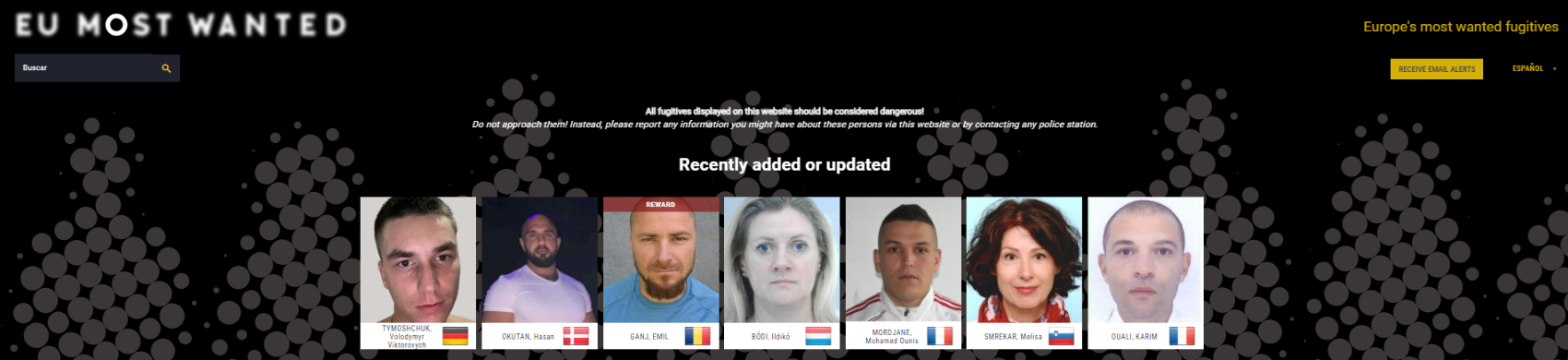 Banner más buscados de EUROPOL