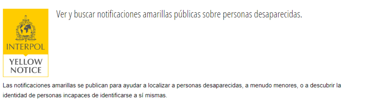 Notificaciones amarillas de INTERPOL
