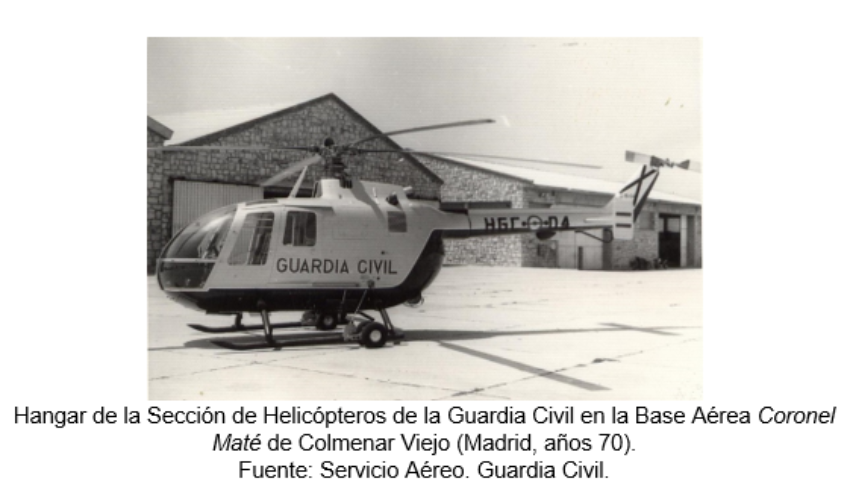 7 de julio de 1973. Traslado de la Sección de Helicópteros de la Guardia Civil a la Base Aérea Coronel Maté de Colmenar Viejo