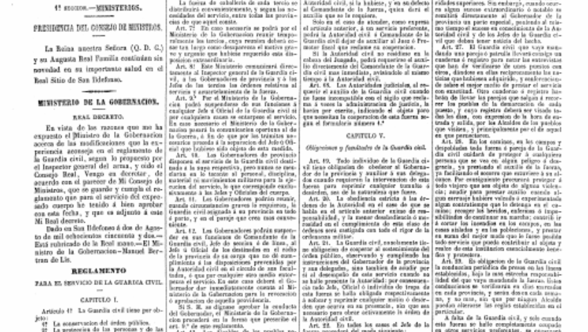 2 de agosto de 1852. Nuevo Reglamento para el Servicio