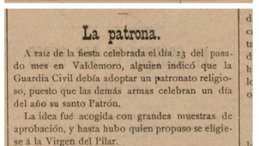 19 de agosto de 1864. Primer capellán del Colegio de Guardias Jóvenes, promotor de la advocación mariana a la Virgen del Pilar