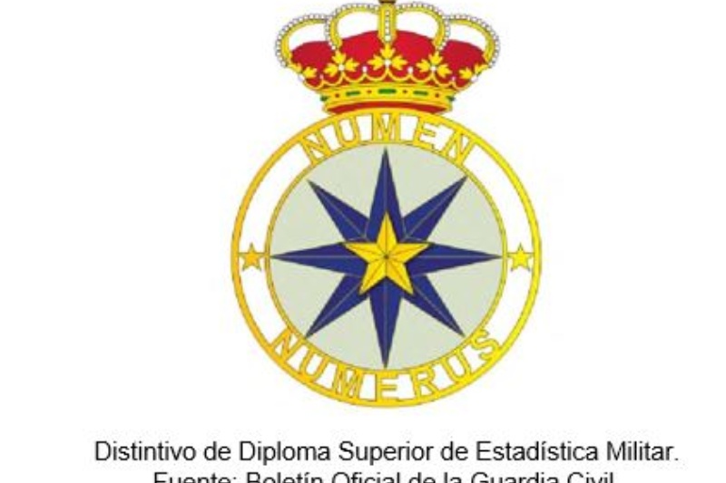 Distintivo de Diploma Superior de Estadística Militar. Fuente: Boletín Oficial de la Guardia Civil.