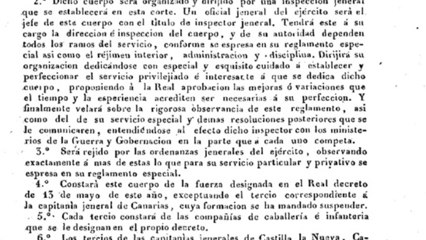 15 de octubre de 1844. Se aprueba el Reglamento Militar para la Guardia Civil