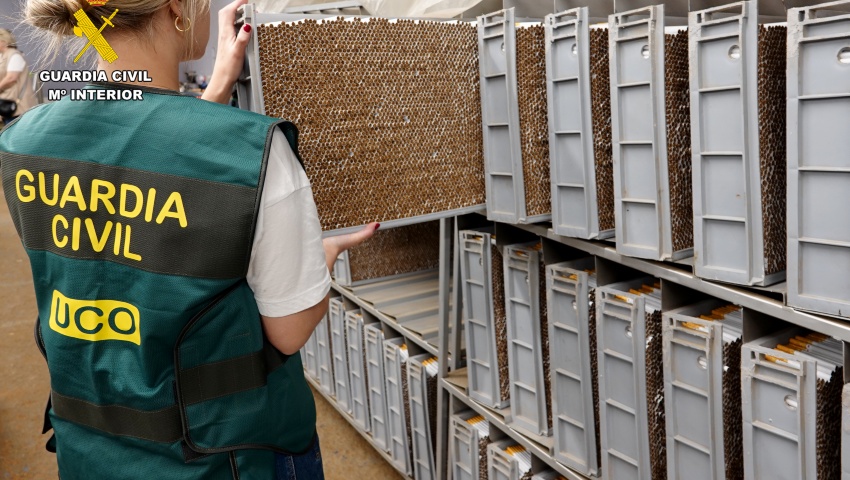 La Guardia Civil interviene cerca de 33 toneladas de hoja de tabaco y 6 millones de cigarrillos falsificados
