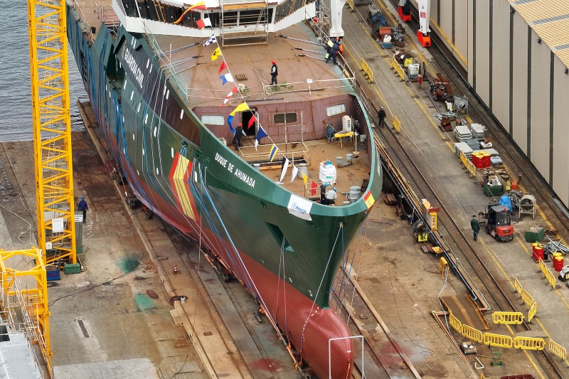 Botadura del nuevo buque oceánico Duque de Ahumada de la Guardia Civil