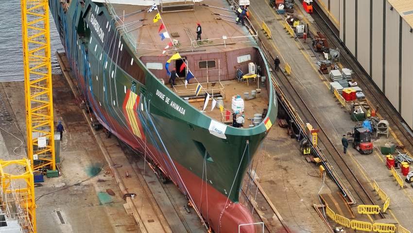 Botadura del nuevo buque oceánico Duque de Ahumada de la Guardia Civil