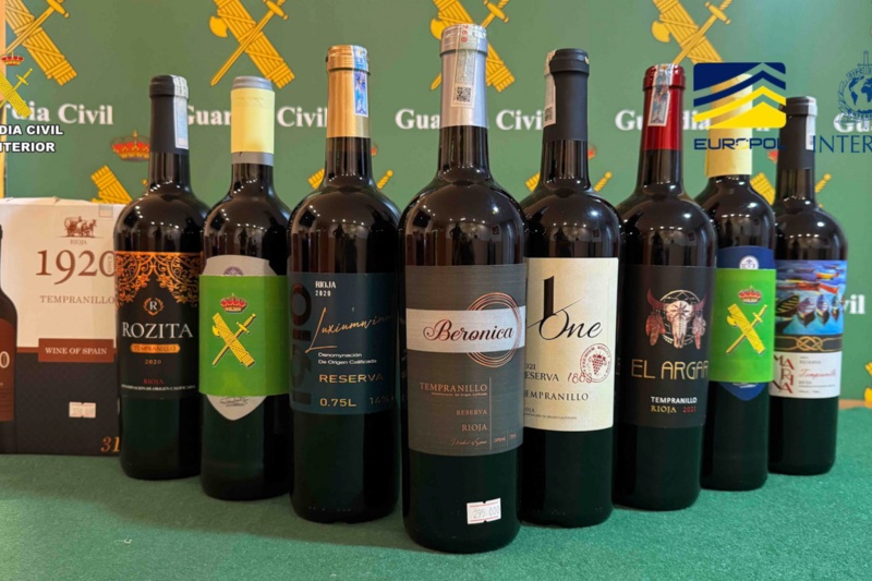 La Guardia Civil desmantela una red internacional dedicada al comercio ilegal de vino con “Denominación de Origen Rioja”