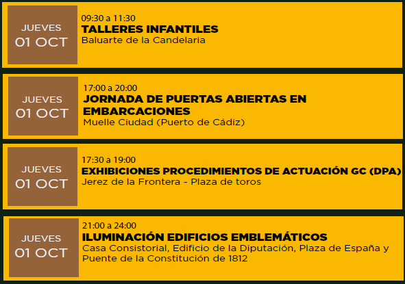 Actividades del día 1 de octubre de 2026