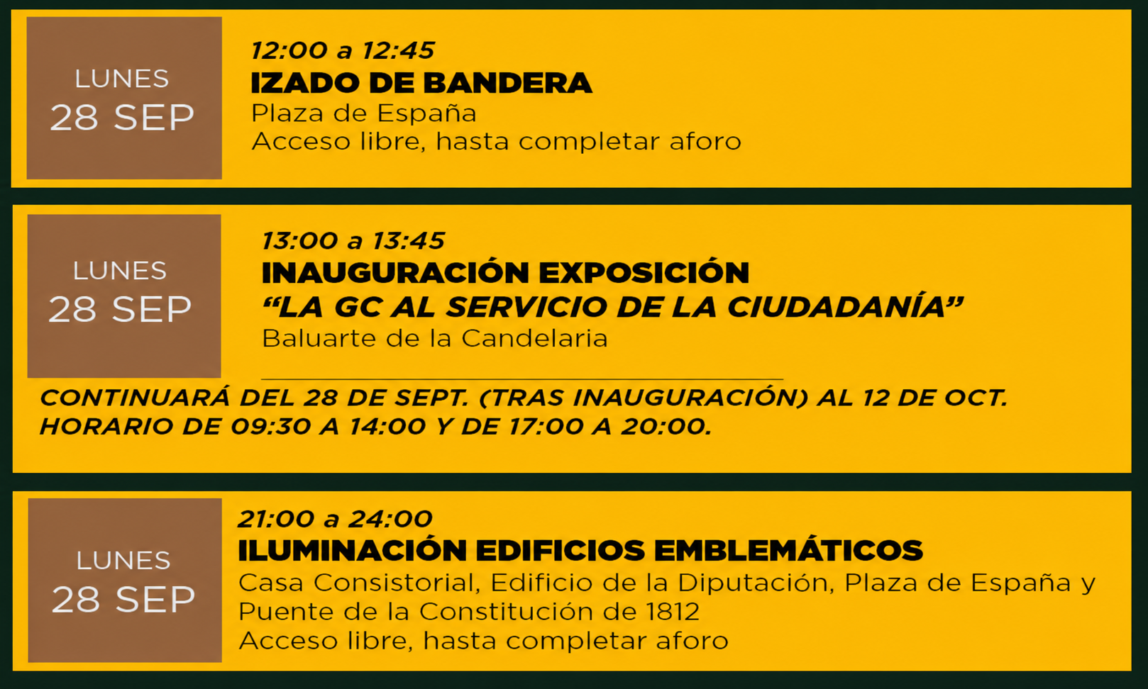 Actividades del día 28 de septiembre de 2026