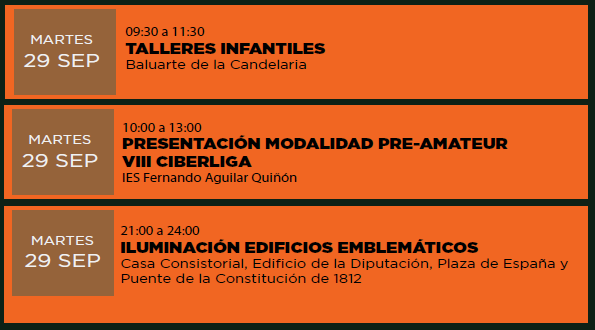 Actividades del día 29 de septiembre de 2026