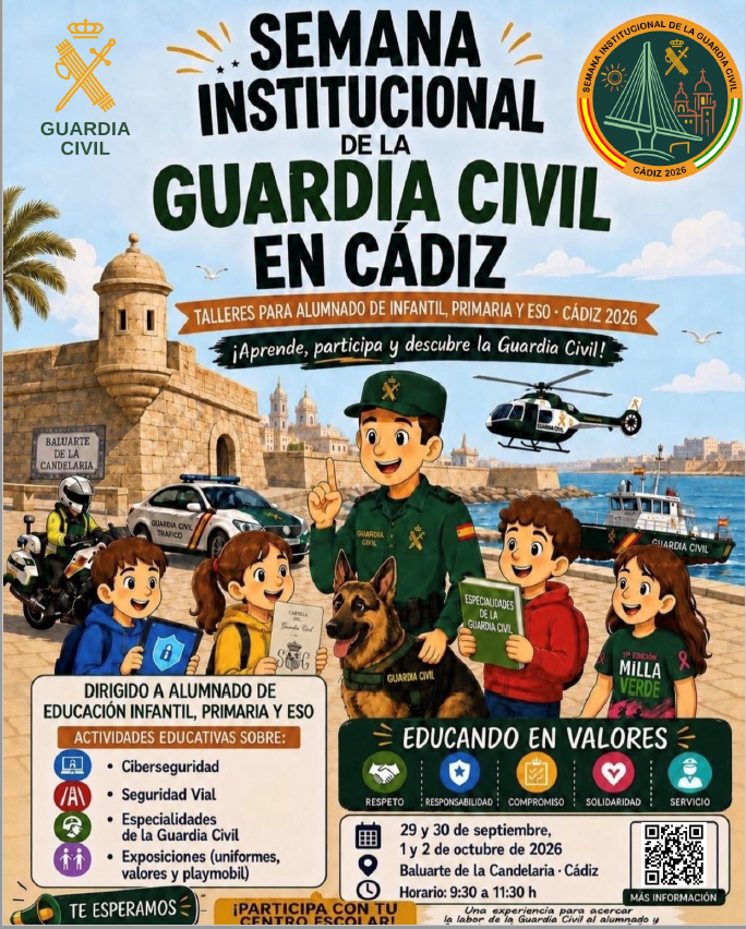 Cartel de talleres infantiles en Cádiz