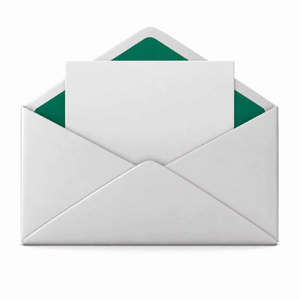 Un sobre postal de color gris y verde.