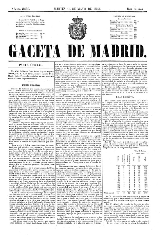 13 de mayo de 1844. Segundo decreto fundacional de la Guardia Civil 13 de mayo de 1844. Segundo decreto fundacional de la Guardia Civil